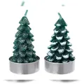 Produktbild: 4 Teelichter Kerzen Paraffin 7cm Tannenbaum Form Tischkerzen Adventskerzen Dekokerzen Teelicht Weihnachten Tischdeko Weihnachtsdeko Grün