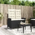 Produktbild: Vidaxl - Gartenbank Verstellbar Mit Kissen Schwarz Poly Rattan