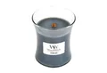 Produktbild: Woodwick Duftkerze Evening Onyx im mittelgroßen Sanduhr Glas mit Holzdeckel, 275g, Mit Noten von Jasminblättern, schwarzer Orchidee und Sandelholz