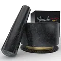 Produktbild: MARINDO Granit Mörser mit Stößel Schwarz & Gold (13,5cm Durchmesser) | Mörser aus Granit mit extra langem Stößel | robust, langlebig & massiv