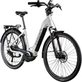 Produktbild: Tretwerk Amber 28 Zoll E Bike City Fahrrad Tiefeinsteiger 9 Gang hellgrau 48cm