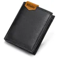 Produktbild: FOMAX Geldbörse Herren Leder Klein Portmonee Echtleder, Geldbeutel mit RFID Schutz, 11 Kartenfächer Hochformat Portemonnaie mit Münzfach, Schwarz