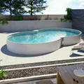 Produktbild: Achtform Pool, Folie sandfarben 3,20 x 5,25 m 1,50 m Schwimmbecken Stahlwand