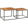 Produktbild: Kadima Design Wohnzimmertisch, Beige, Metall, Echtholz,Akazie, Quadratisch,Quadratisch, Stativgestell, 60x46x60 cm, Wohnzimmer, Wohnzimmertische, Beistelltische