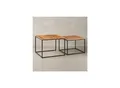 Produktbild: KADIMA DESIGN Industrie-Stil Wohnzimmertisch 2er Set, Holz & Metall, Quadratisch