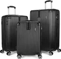 Produktbild: BRUBAKER Kofferset London - 3 teiliges Reisekoffer Set inklusive Handgepäck - Hartschalen Koffer mit Zahlenschloss, 4 Rollen, Set, Schwarz