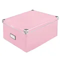 Produktbild: Idena 11010 - Aufbewahrungsbox aus festem Karton, Deckel mit verstärkten Kanten aus Metall, Allzweck-Box in Pink inklusive Beschriftungsfeld, für Ordnung im Haushalt, Büro und Arbeitszimmer