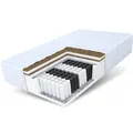 Produktbild: FDM Matratze 160x200 cm Härtegrad H3 H5 Höhe 21 cm Taschenfederkernmatratze Kokosfaser-Einlage Polyurethan-Schaum 7 Komfortzonen mit Hypoallergenem Waschbarem Premium-Bezug Oeko-Tex Home Double