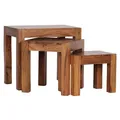 Produktbild: FineBuy 3er Set Satztisch Massivholz Sheesham Wohnzimmertisch Beistelltisch braun Naturholz Couchtisch Echtholz Anstelltisch Braun