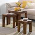 Produktbild: FineBuy Couchtisch Set Massiv Satztisch 3tlg Holz Wohnzimmer Tisch Beistelltisch