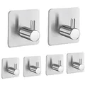 Produktbild: lumfork Handtuchhaken 6 Stück Haken Selbstklebend, Wandhaken Klebehaken Ohne Bohren aus Edelstahl, Ideal für Badzimmer Toilette Küche Büro(Silber)