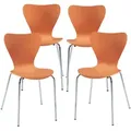 Produktbild: [en.casa] Esszimmerstuhl-Set, Orange, Chrom, Holz, Metall, Teilmassiv,Birke, 4-Sitzer, Rundrohr, 48x80x45.5 cm, Esszimmer, Stühle, Esszimmerstühle, Vierfußstühle