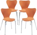 Produktbild: Esszimmerstuhl ‘Essunga’ 4er Set Holz Metall 80 x 48 x 46 cm Orange / Chromfarben