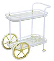 Produktbild: Servierwagen Teewagen Küchenwagen Beistelltisch Dessert in Weiß-Messingfarben