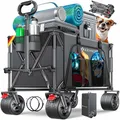 Produktbild: KESSER® Bollerwagen GTR9000 Handwagen 200Kg | 300L Stauraum Transportwagen faltbar extra breite 360° Räder & Feststell-Bremsen Wetterbeständig Strandwagen inkl Abdeckung Seitentasche & Getränkehalter