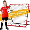 Produktbild: Fußball-Rebounder, Rückprallnetz, Kick-Back 100 x 100 cm | Fußball-Trainingsgeschenke, Hilfsmittel und Ausrüstung für alle Altersgruppen, tragbar, 6 einstellbare Winkel