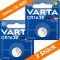 Produktbild: 2 x Varta CR 1632 DL1632 3V Lithium Batterie Knopfzelle 3,2 x 16mm Blister 6632