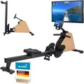 Produktbild: Skandika Rudergerät für Zuhause klappbar Treliv P6 | Rudergeräte Krafttraining, Rahmen aus Eisen, MDF Holz Design, Magnetbremse, 16 Stufen, 20 Programme, Bluetooth & Kinomap App kompatibel, bis 120 kg