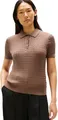 Produktbild: Tommy Hilfiger Damen Poloshirt Kurzarm Cable Sweater mit Knopfleiste, Braun (Hot Coco), S