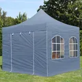 Produktbild: 3x3m Faltpavillon Faltzelt Pavillon PROFESSIONAL Stahl mit Fenster grau