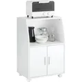 Produktbild: SoBuy FRG241-W Küchenschrank Küchenwagen Rollschrank Getränkewagen Mikrowellenschrank mit 2 Ablagen und 2 Türen weiß BHT ca: 55x84x38cm