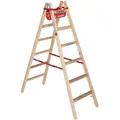 Produktbild: Euroline Holz Sprossenstehleiter Mit Comfort-breitsprossen, Eimerhaken Und Werkzeugablagetasche 2x6 Sprossen