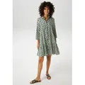 Produktbild: Blusenkleid ANISTON CASUAL, Damen, Gr. 46, N-Gr, grün (sand, tannengrün), Web, Obermaterial: 100% Viskose, bedruckt, gemustert, lässig geschnitten kniefrei, Krempelärmel, Kleider Blusenkleid, mit grafischem Druck