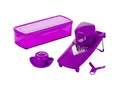 Produktbild: Genius Küchenreibe Genius - Speed Slicer Medium Set 6-tlg lila Hobeln Juliennes, Edelstahl, Kunststoff, (6 teiliges Küchenreiben-Set)