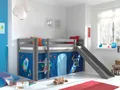 Produktbild: Vipack Hochbett Pino, Spielbett massiv Kiefer, stabil gebaut, 3 Korpusfarben zur Wahl (inkl. Rolllattenrost, Leiter und Absturzschutz, mit oder ohne Rutsche) Textil-Set 