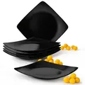 Produktbild: Konsimo® Tellerset, Schwarz, Keramik, Quadratisch, Hergestellt in Europa, Essen & Trinken, Geschirr, Teller, Speiseteller