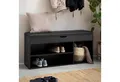 Produktbild: FINEBUY Schuhbank FB107189 Garderobenbank 104 cm Sitzbank Kunstleder Flurbank Schwarz (mit Sitzfläche Garderobenbank 104x51x32 cm Schwarz), Sitzbank Schmal Flur mit Stauraum, Truhenbank