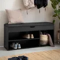 Produktbild: Schuhbank FineBuy Garderobenbank 104 cm Sitzbank Kunstleder Flurbank Schwarz