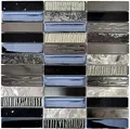 Produktbild: Glasmosaik Naturstein metall schwarz blau mix Bad WC Küche Wand WB87-58X|1Matte