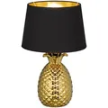 Produktbild: Tischleuchte Pineapple, Schwarz, Gold, Textil, Keramik, 43 cm, Schnurschalter, Lampen & Leuchten, Innenbeleuchtung, Tischlampen