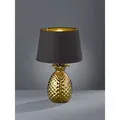 Produktbild: Reality Leuchten - Tischleuchte pineapple Ananas Gold mit Stoffschirm Schwarz Gold, Höhe 43cm