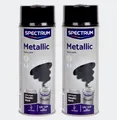 Produktbild: Spectrum Sprühlack Schwarz Metallic 2 x 400ml Spray Holz Metall Glas Textilien