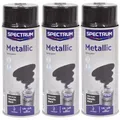 Produktbild: 3x Lackspray 400ml Acryl schwarz metallic Sprühlack Autolack Spraydose HQ