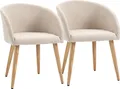 Produktbild: HOMCOM Esszimmerstühle 2er Set Küchenstuhl mit Rückenlehne, Leinen-Optik, Beige