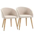 Produktbild: HOMCOM Esszimmerstühle 2er Set Küchenstuhl mit Rückenlehne Modern Beige