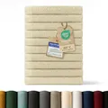 Produktbild: Blumtal Premium Frottier Gästehandtücher Set 12 teilig 100% Baumwolle - Oeko-TEX zertifiziertes Gästehandtuch 12x (30x30 cm) - Ultra saugstarkes Gästetücher Set waschbar °60 - Handtücher Beige