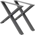 Produktbild: ECD Germany 2x Tischbeine X-Design X-Form 60 x 72 cm Anthrazit Industriedesign
