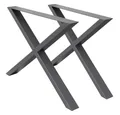 Produktbild: ECD Germany Tischbein 2x Tischbeine X-Design aus pulverbeschichtetem Stahl Industriedesign, Tischgestell Kreuzgestell 60x72 cm Metall Tischkufen Möbelfüße