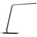 Produktbild: Lightbox LED Tischlampe mit CCT (2700-6500 K) & Wireless Charging & 3-Stufen-Touchdimmer & USB | einstellbar | 38 cm | schwarze Schreibtischleuchte für das Büro | 610 lm | aus Kunststoff/Metall