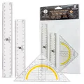 Produktbild: Das AntiRutsch Lineal und Geodreieck 3 in 1 Set rutschfestes Set zum sicheren und einfachen Zeichnen und Messen