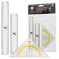 Produktbild: Das AntiRutsch Lineal und Geodreieck 3 in 1 Set rutschfestes Set zum sicheren...