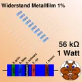 Produktbild: 10x Widerstand Metallfilm 56 k 1W Watt axial 1% Draht Präzision resistor THT