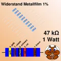 Produktbild: 10x Widerstand Metallfilm 47 k 1W Watt axial 1% Draht Präzision resistor THT