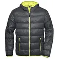 Produktbild: Men's Down Jacket Ultraleichte Daunenjacke mit Kapuze in sportlichem Style grau/gelb, Gr. XL