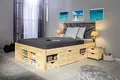 Produktbild: Inter Link - Funktionsbett - Bett mit Schubladen - Doppelbett 140 x 200 cm - 2 Große und 4 kleine Schubladen - Nachtkommode - Kiefer massivholz - Inkl Lattenrost - Natur lackiert - Claas
