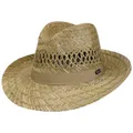 Produktbild: Lipodo Classic Fedora Strohhut Bogarthut mit Ripsbandgarnitur Hut aus Stroh Made in Italy Sonnenhut Damen Frühjahr Sommer Natur S (54-55 cm)